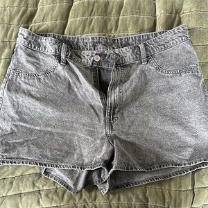 H&M Gray Jean Shorts with Distressed Hem